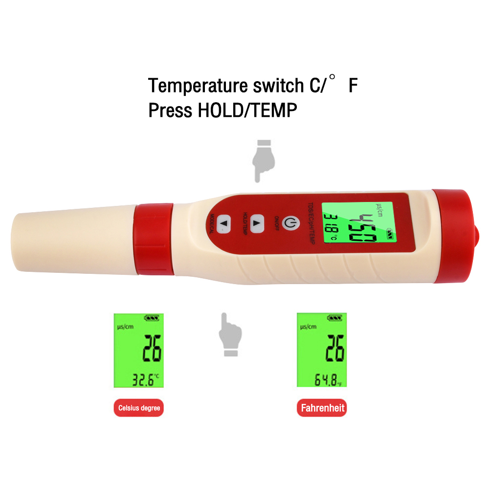 TDS PH METER PH / TDS / EC / TEMPERT TEMPERT DIGITAL WATER Quality Monitor Tester pour les piscines Aquarium d'analyse de qualité de la qualité de l'eau potable