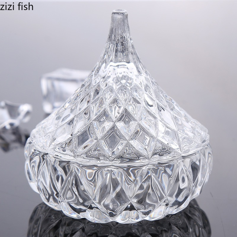 Glass Candy Jar Crystal Jewelry Box Storage Jar Candle Jars Aromatherapy Container Candy Box Dessert Bowl Desktop Organizer