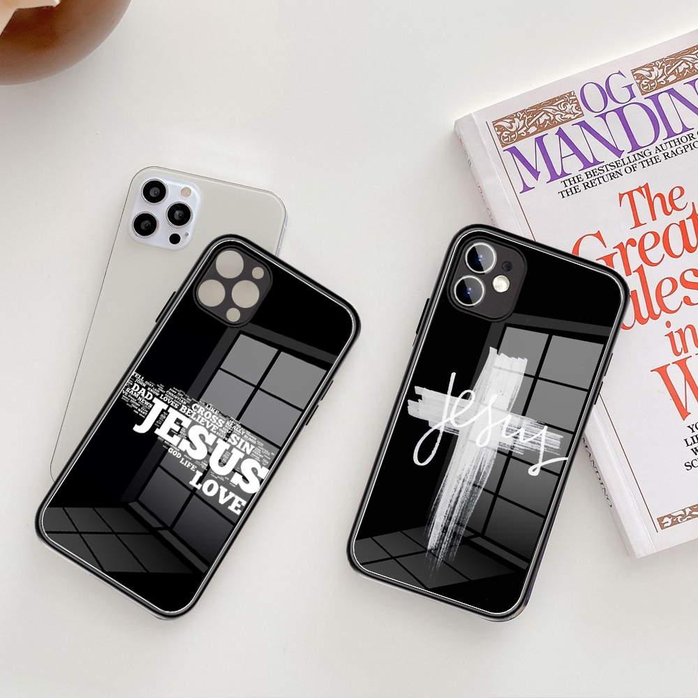 Pour iPhone 15 God Jésus Pray Case de téléphone en verre trempé pour iPhone 13 14 11 12 Pro 8 7 15 Plus x 14 Pro Max SE XR XS MAX COVERS