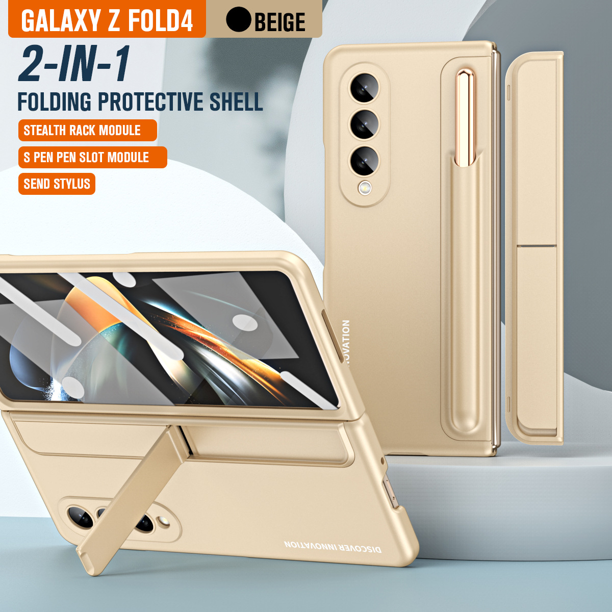 S Pen pour Samsung Galaxy Z Fold4 5 Étui avec Kickstand et S porte-stylo Back Protector Cover debout Pocket Spen pour Z Fold 4 5