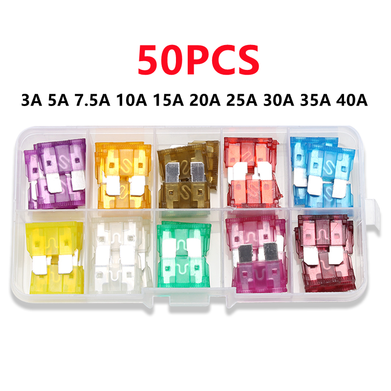 100/Medium Size Car Fuses Automotive Blade Type Car Fuse Assortment In Box 3A 5A 7.5A 10A 15A 20A 25A 30A 35A 40A