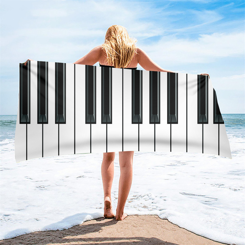 Musikanteckningar Piano Beach Handduk Kvinnor Girls Kids Mace Bathing Home Bath Handdukar Snabbt torr Super Soft Beach Swimming Travel Handduk