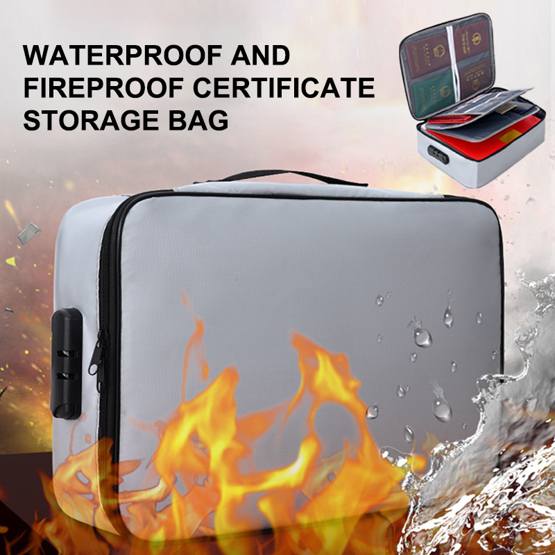 Dokumentbeutel mit Sperrdatei Vorstellungsorganisator Box wasserdichtes sicheres Bag Fireproof Dokumentkasten Home Travel Passport Aktentasche