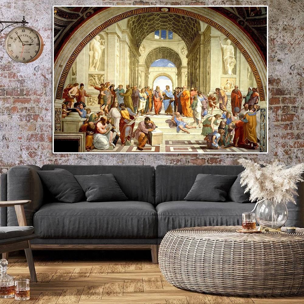 Célèbre The School of Athènes Raphael Canvas Art Wall Print personnage classique Portrait toile peinture d'œuvres d'art décor