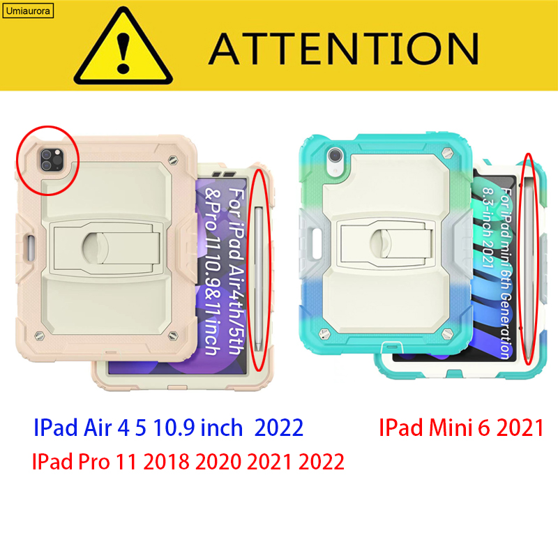 Für iPad 10.2 7. 8. 8. 9. Gen Mini 6 9.7 Luft 4 5 10.9 Pro 11 Case Kinder Silikon + PC Hybrid Ständer Schockdicht Tablettenabdeckung