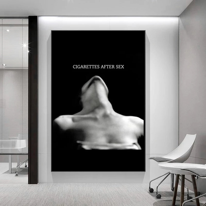 Toile féminine fumeuse en noir peinture cigarettes après une affiche de sexe HD Impression de l'art mural moderne photo de chambre à coucher décor de chambre à coucher