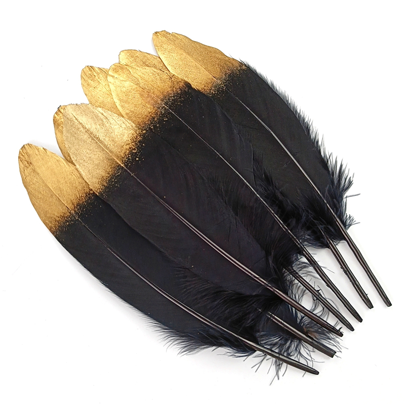 20stGolden Golden Black Duck Goose Feathers For Crafts Diy Gäss Dekorera Nätverk smycken Hantverk Tillbehör Dekoration