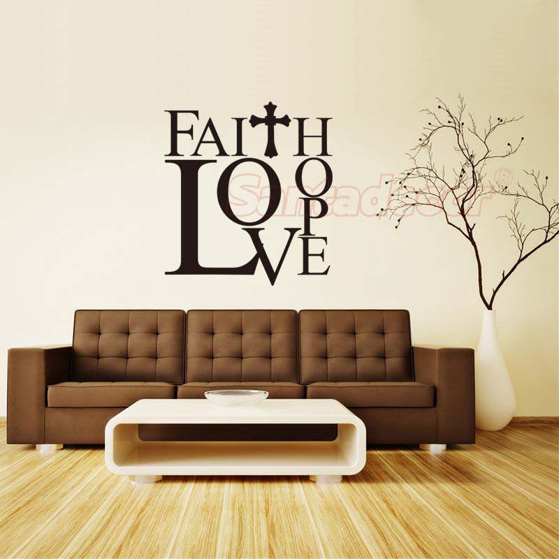 Christian Faith Love Hope Cross Vinil Vinyl Sticker che dice edificante Wall Art Decal Wallpaper Soggio