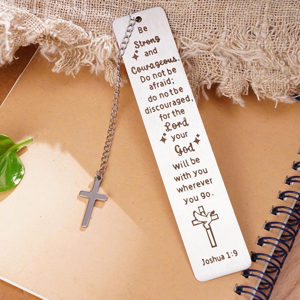 Creative Metal Bookmark With Cross Pendant Inspirational Reading Book Mark Book Page Stationery Student Teacher's Day Gifts