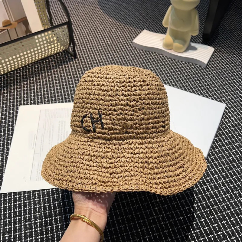 Cappello di moda di moda Donna uomini CH-Letter Weaven Black White Khaki Fisherman Buckets Cappelli Patchwork Summer Wide Brim Capelli