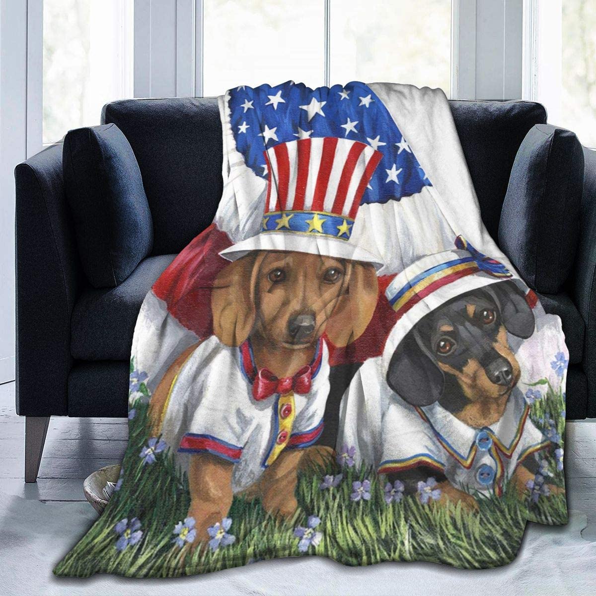 Dachshund salsicce cani fiori rosa lanciare coperte super morbide calde il divano letto luminoso flanella peluche