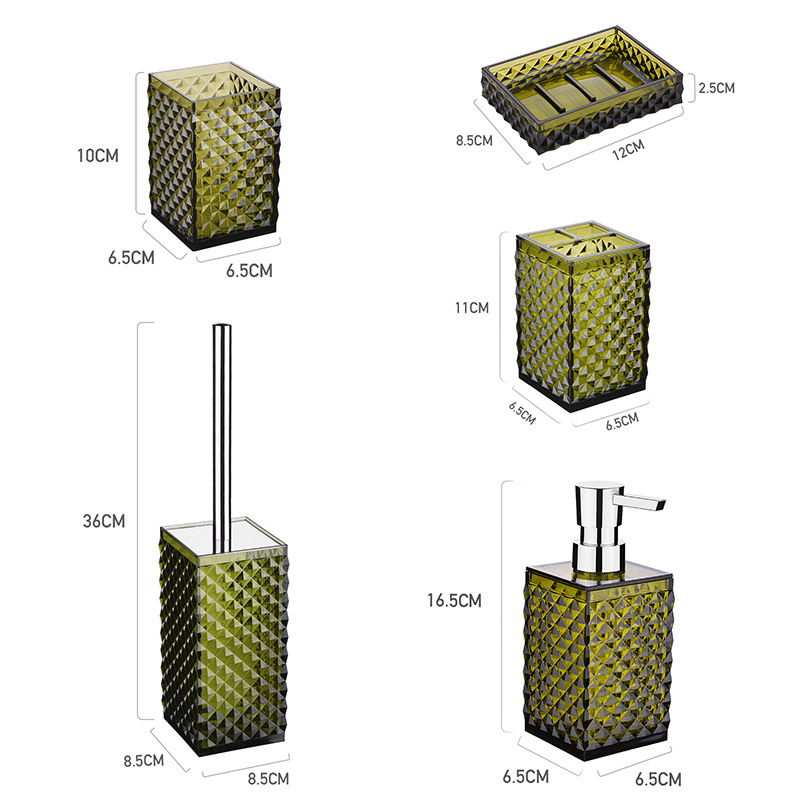 Accessori bagno acrilici set spazzola bagno shampoo distributore porta spazzolino bombole a tazza di sapone cassetta decorazione