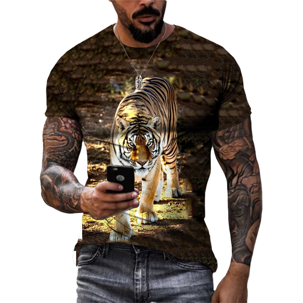 Foresta prepotente King Tiger Tiger Maglietta da uomo Maglietta estiva Casual Animal 3D Stampa 3D Shirt a maniche corte a maniche corte