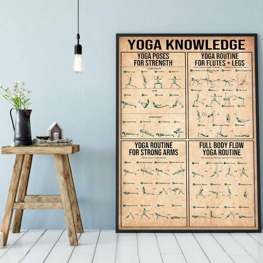 Yoga Exercice Gym Ashtanga Chart pose des peintures de santé modernes Affiches et imprimés de toile de murs modernes