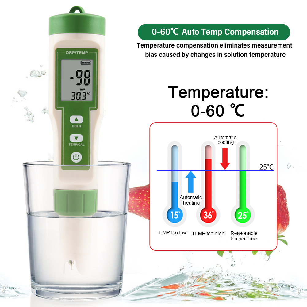 Temp mètre redox de Temp ORP avec ATC -1200 ~ + 1200 mV Testeur d'eau potable de haute précision pour les aquariums de piscine à pêche