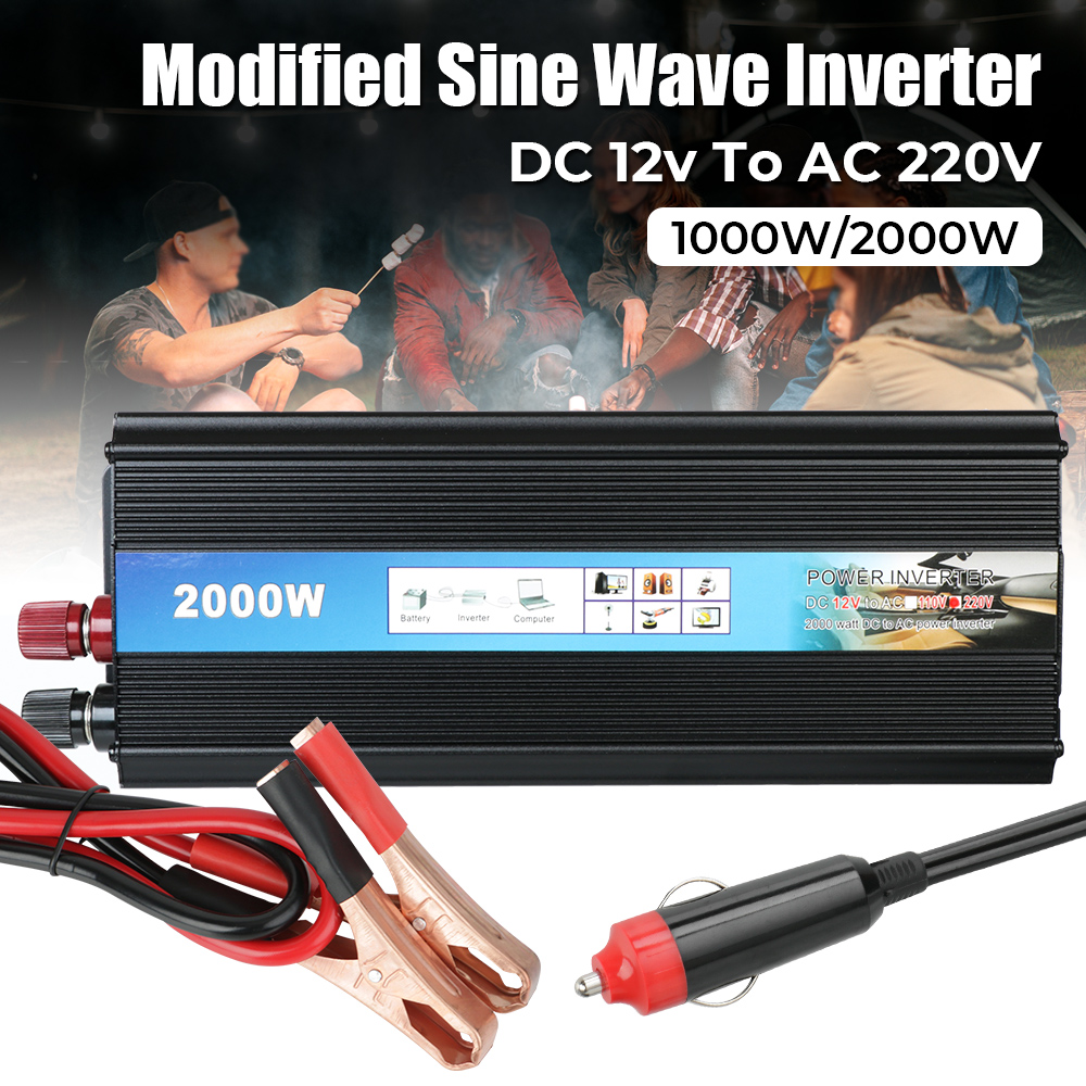 DC 12V do AC 220V 1000W 2000W z ładowarką USB Zmodyfikowana modyfikowana falę falownika napięcia napięcia napięcia napięcie