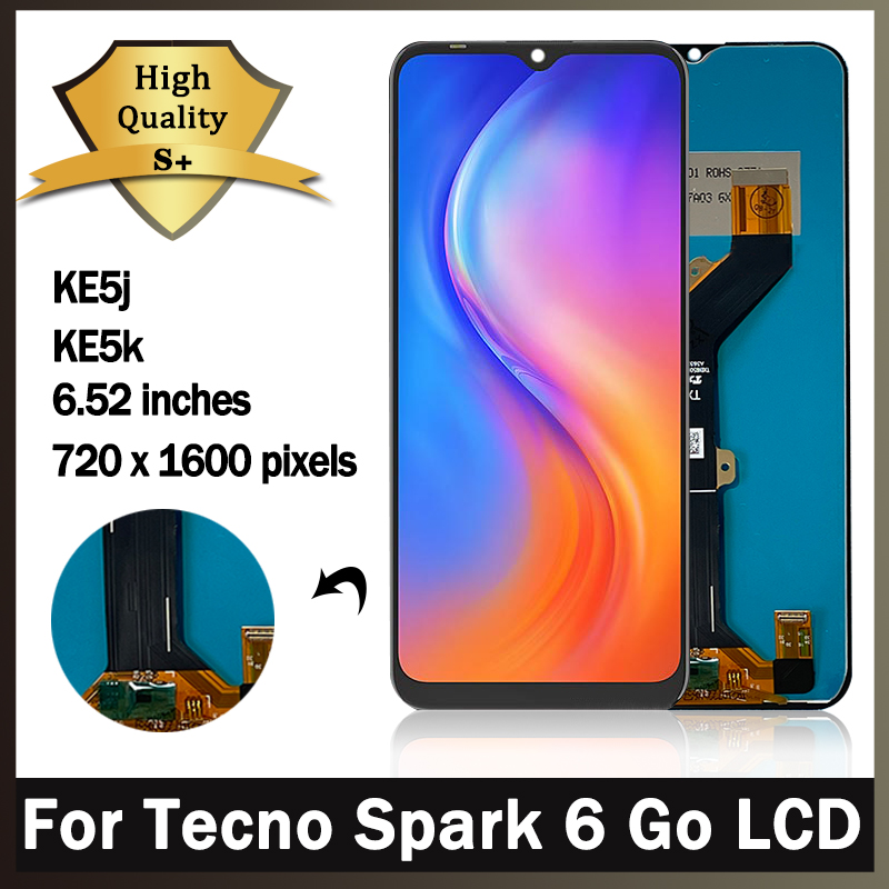 Original pour Infinix Tecno Spark 6 Go KE5J, LCD KE5K Affichage de l'écran tactile Digitizer pour Tecno Spark Go 2020 KE5S LCD
