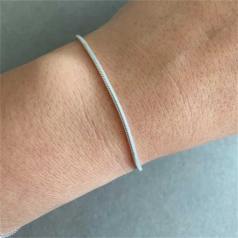 Bangle Rinhoo из нержавеющей стали 1 мм 1,5 мм браслет с тонкой цепью для мужчин Женщины мода голая цепная цепочка вечеринка подарка на день рождения подарки 240411