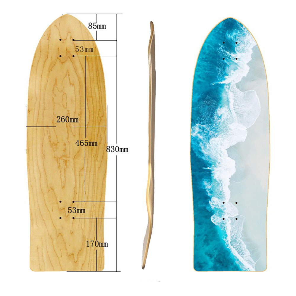 Deck de patin à surf blanc, queue de poisson, planche terrestre profonde, longboard, planche sportive, alimentation en pièces de bricolage, 32,5 pouces