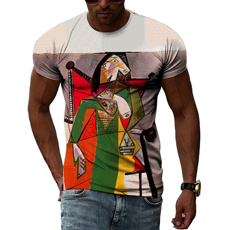 Impressionist Master Picasso Classic Oil Painting 3D HD Print Men And Women Art Taste Charm Short Sleeve Round Neck T-shirt Top