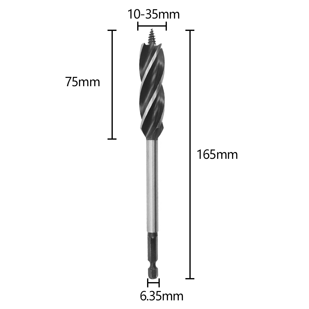 1 stks 10-35 mm 6,35 mm Hex Handhendel Lange vierlijpen Twist Drill Bit Gat Sawslotting Woodworking Tools