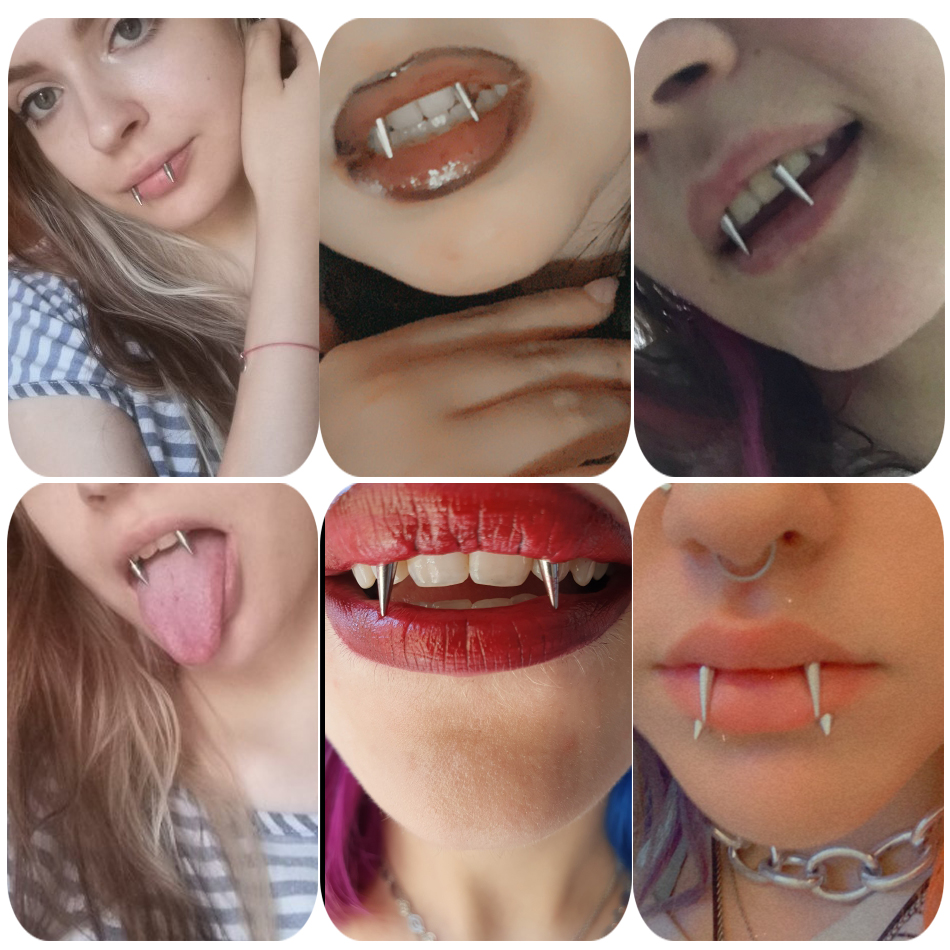 chirurgische Stahl Dracula Nagel Piercing Schmuck Septum Piercing Dekorationen Vampire Zombie Zähne Spitze Nagel