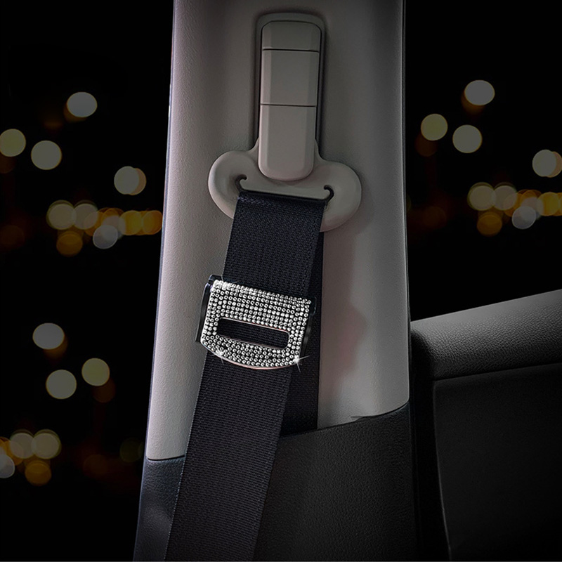 Universal Car Seat Belts Clips Acessórios Interiores Bling Glitter Decor Segurança do carro Segurança de carro ajustável Fivela de fivela de penteado clipe