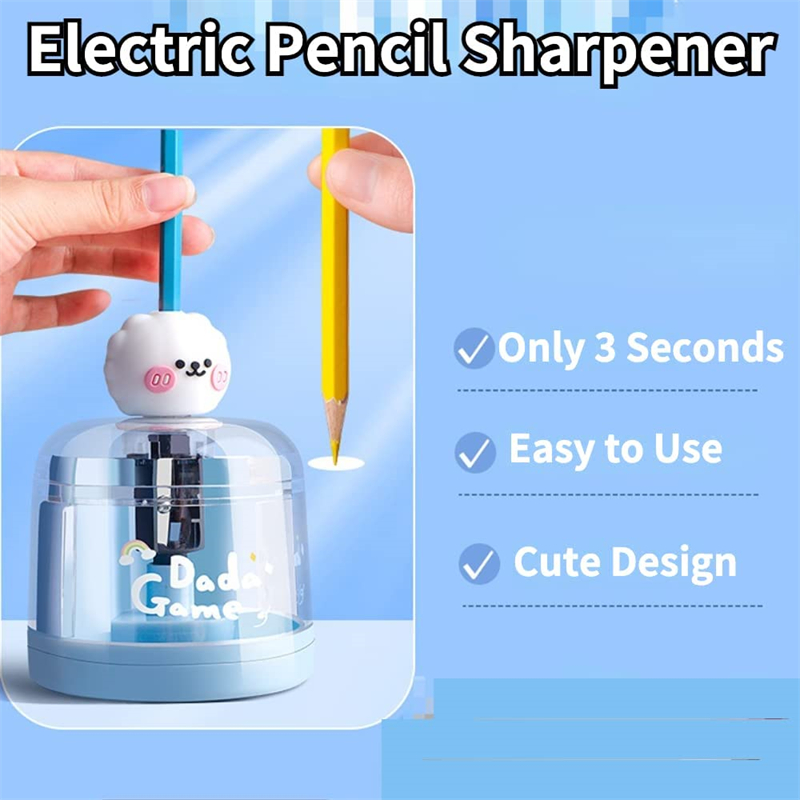 Apontador de lápis elétrico Kawaii Adorável Filme de lápis de design fofo para lápis colorido 6-8,5 mm Blade para SharpEn rápido