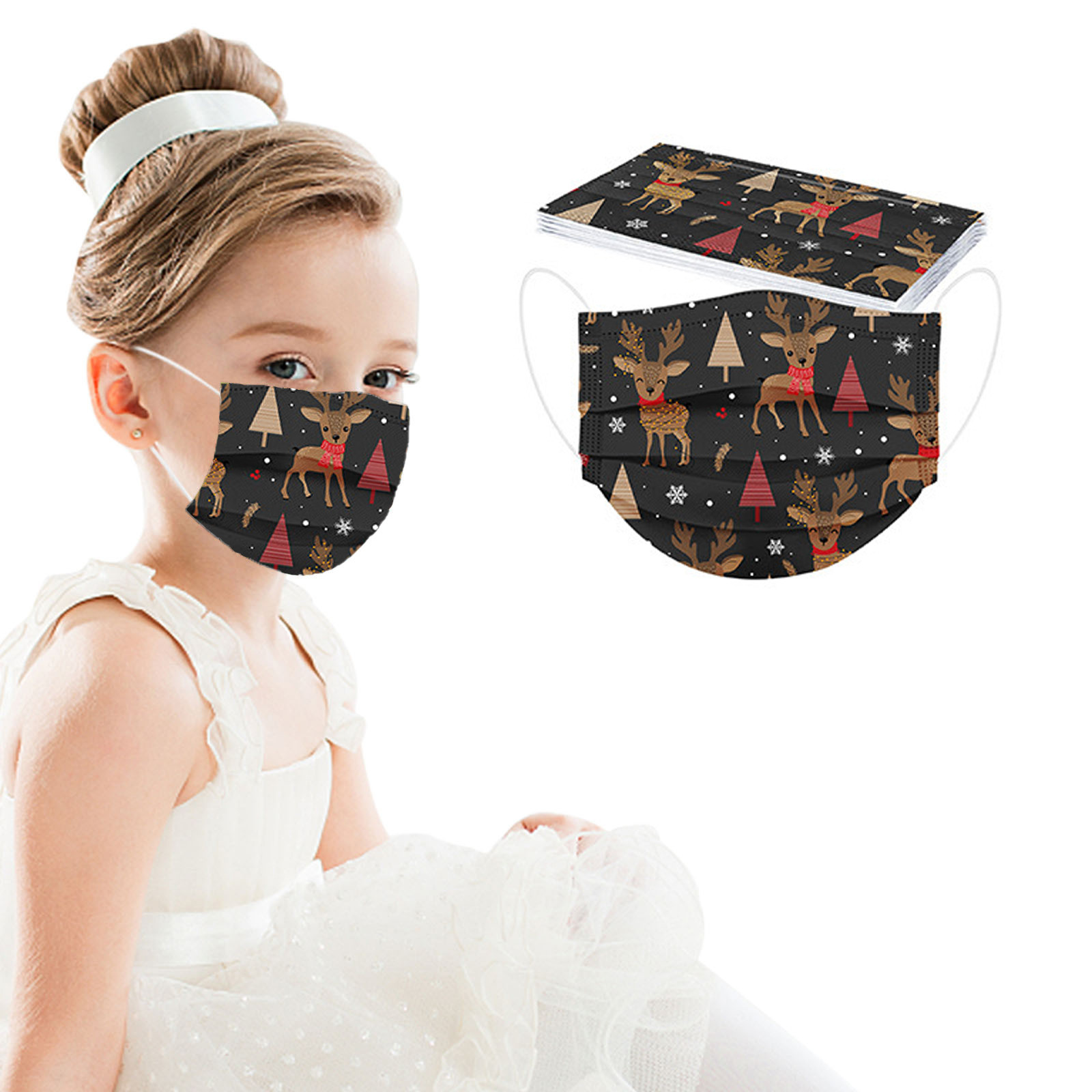 Máscara facial de natal máscara infantil máscara descartável de alta qualidade industrial 3ply Earhook 10/3ply Earhook Masque enfant