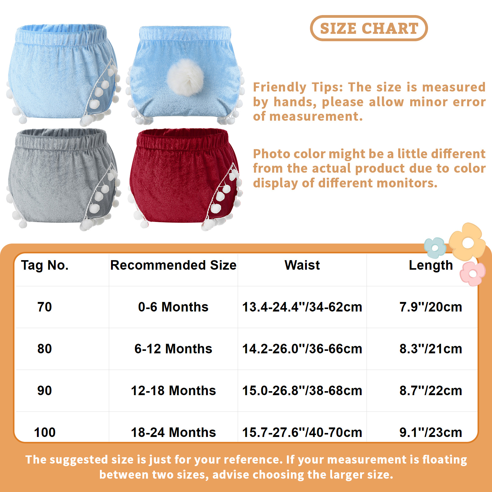 Baby Girls Cute Fluffy Ball Shorts Velvet Bloomers Diaper Cover Toddlers White Mini Balls Trim Elastic Waistband Shorts