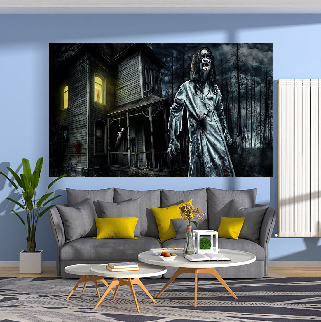 Qddeco mörk halloween tapestry zombie tryckt vägg hängande mattor mystery kvinna meme bakgrund trasa tapiz dekoration