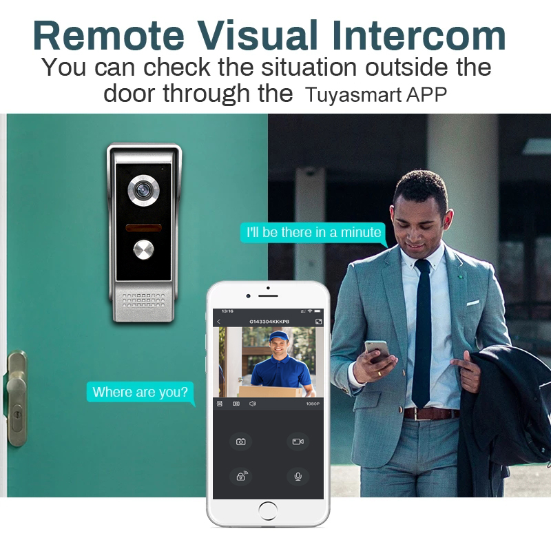 TUYA SMART HOME VIDEO DOORD DOORD INTERCOM SYSTÈME TIMBRE INALAMBRICO EXTÉRIEUR CAMERIE WIFI Porteiro Campainha Sem Fio pour appartement