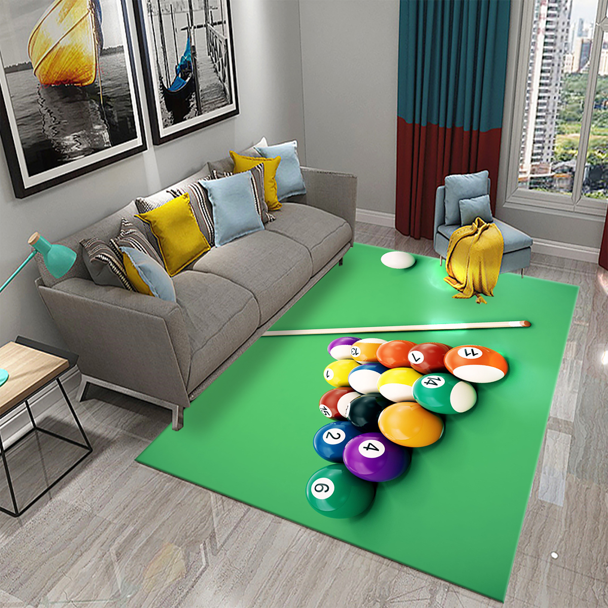 3D colorato snooker snooker billiard tappeto area sportiva tappeto vivente sala da letto camera da letto tappeto non slip tappeti