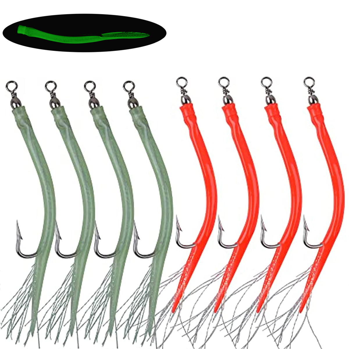 Eel Fishing Hooks Çizgili Bas Tüp Aydınlık Eel Yemleri Uzun Şafak Ofset Balık Kancası Offshore Bas Cod Teaser Balıkçılık Yem