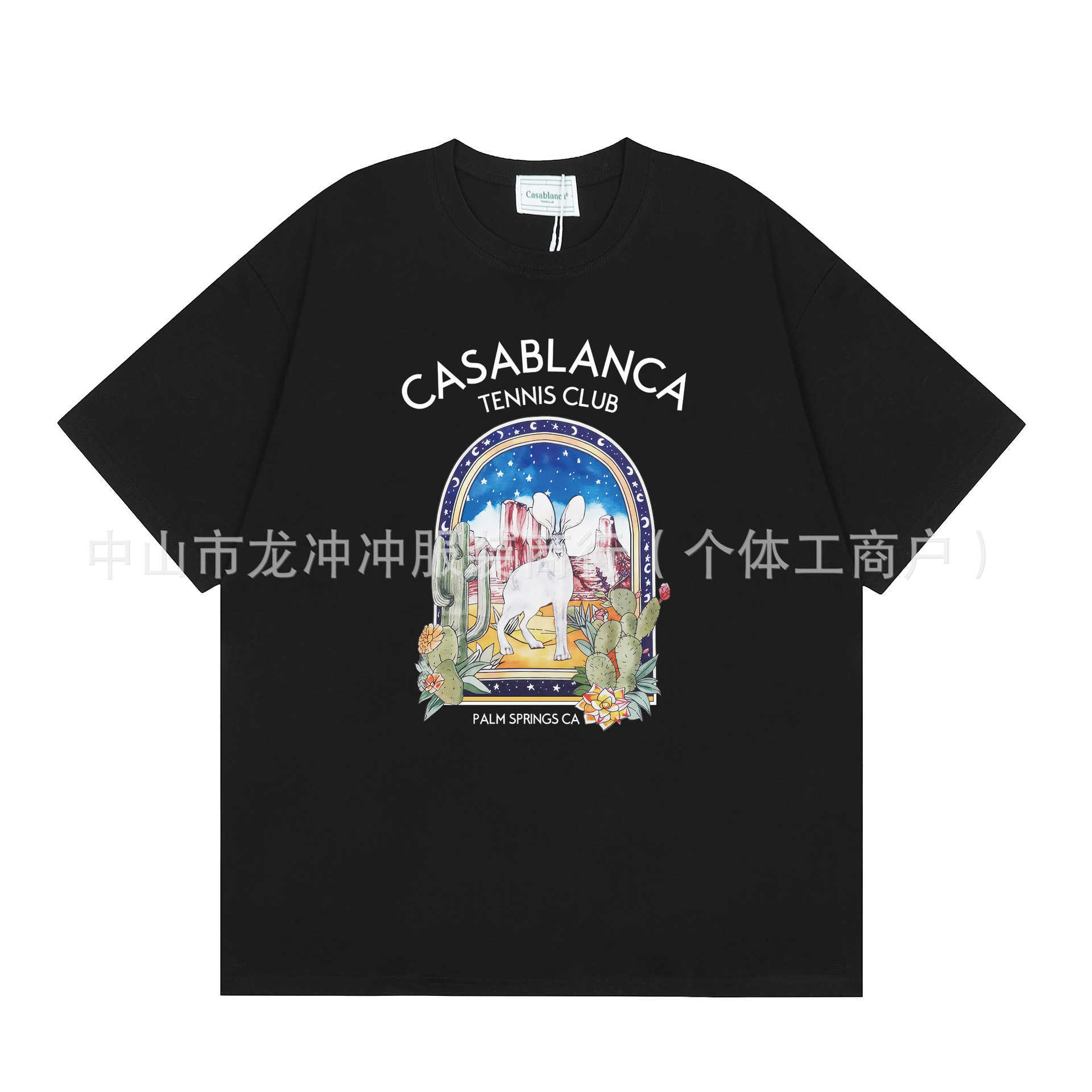 Casablanca Summer New Casablanca Tropical Fruit Print Loose Camiseta de manga curta solta