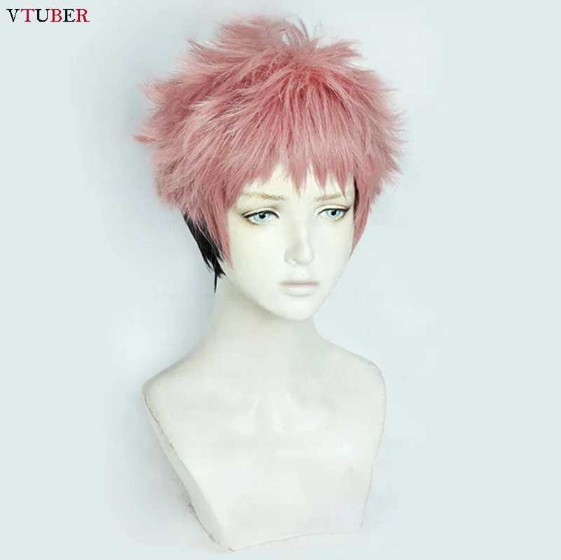 Anime -Kostüme Yuji Itadori Cosplay Perücken Jujutsu Kaisen Perücken rosa Orange Gradient Schwarz kurzwärmesheizes synthetisches Haar Anime -Perücken + Perückenkappe 240411