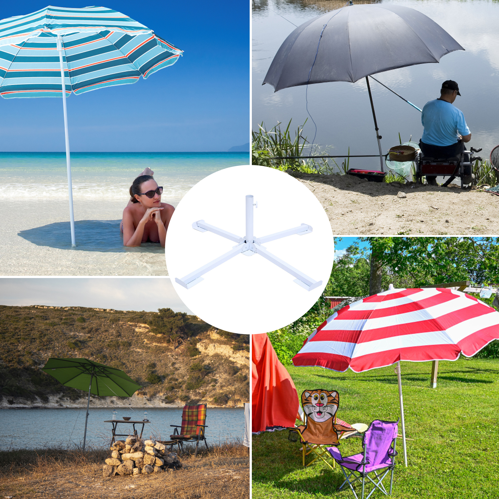 Sun Beach Visstand Garden Patio Parasol Grond anker Paraplu Stretch Standhouder Outdoor Paraplu Stand Base