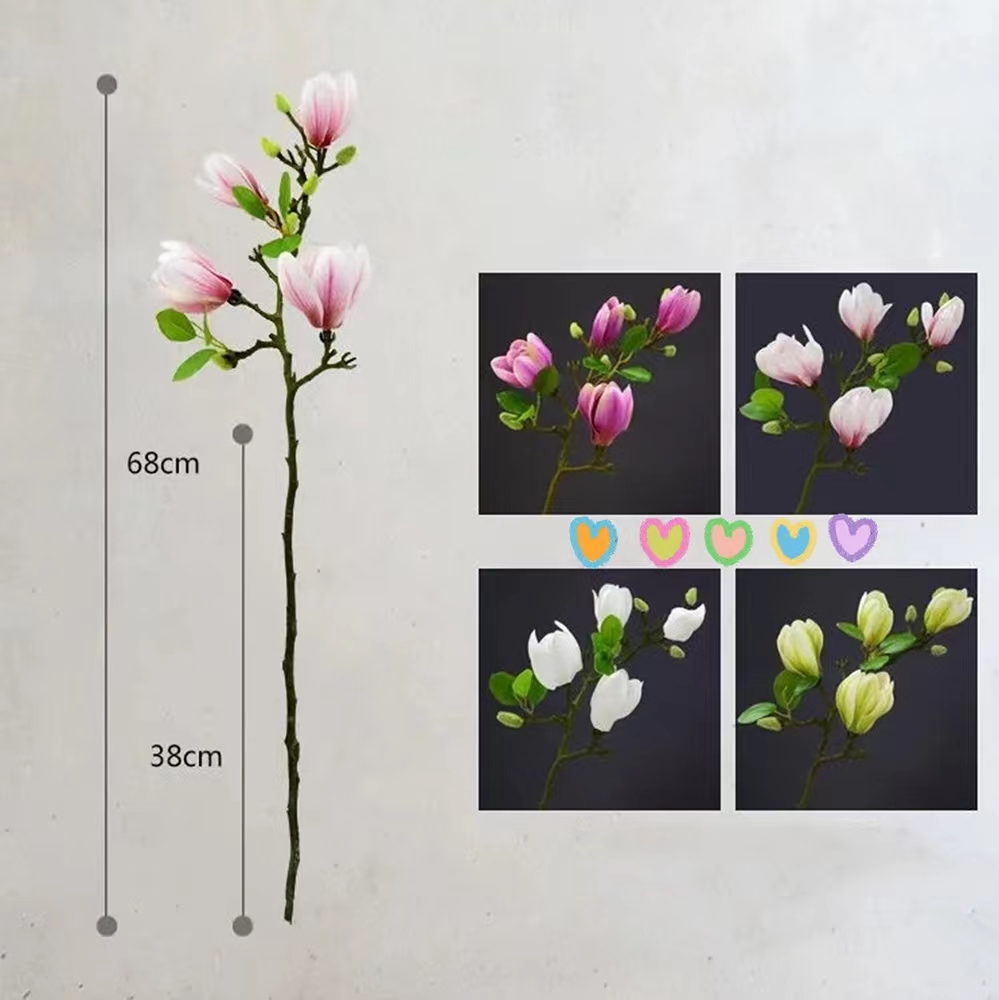 Artificial magnolia flower suitable for living room flower arrangement, wedding venue layout and garden decoration
