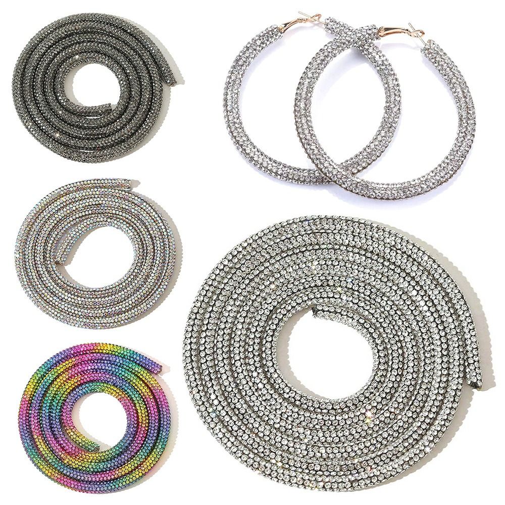 Round Glass Crystal Cord Stregestone touw Volledige strass pijp schoenvat armband Des schoenen zakken decoratief voor bruidsjurk