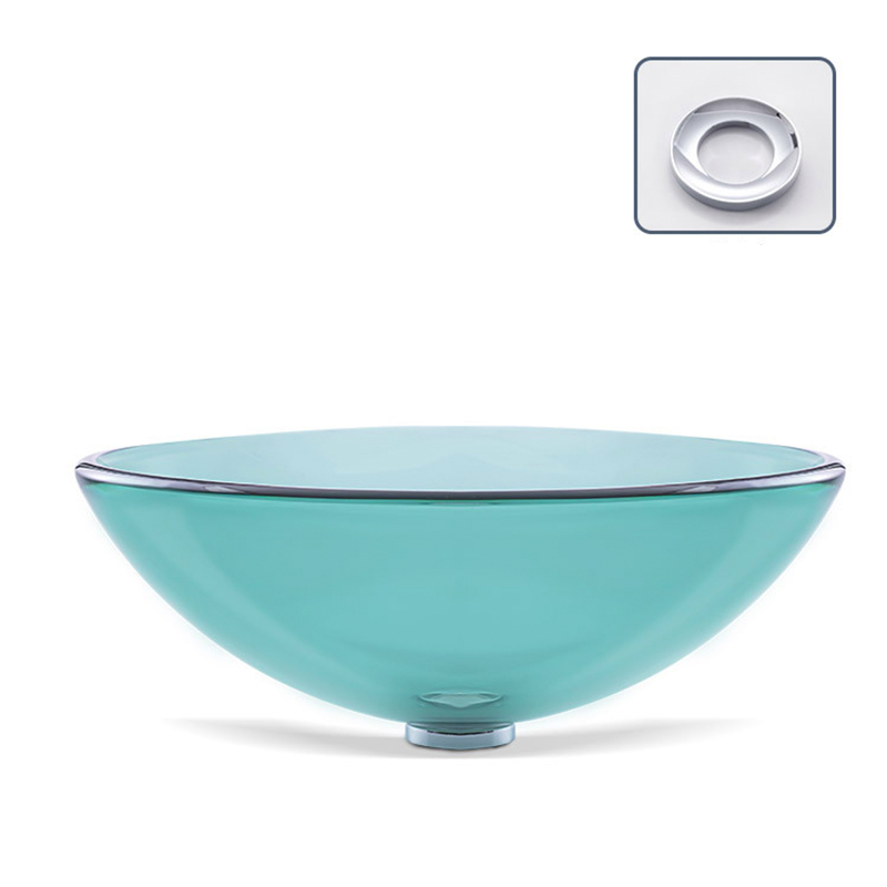 Синий прозрачный хрустальный стеклянный раковина для ванной