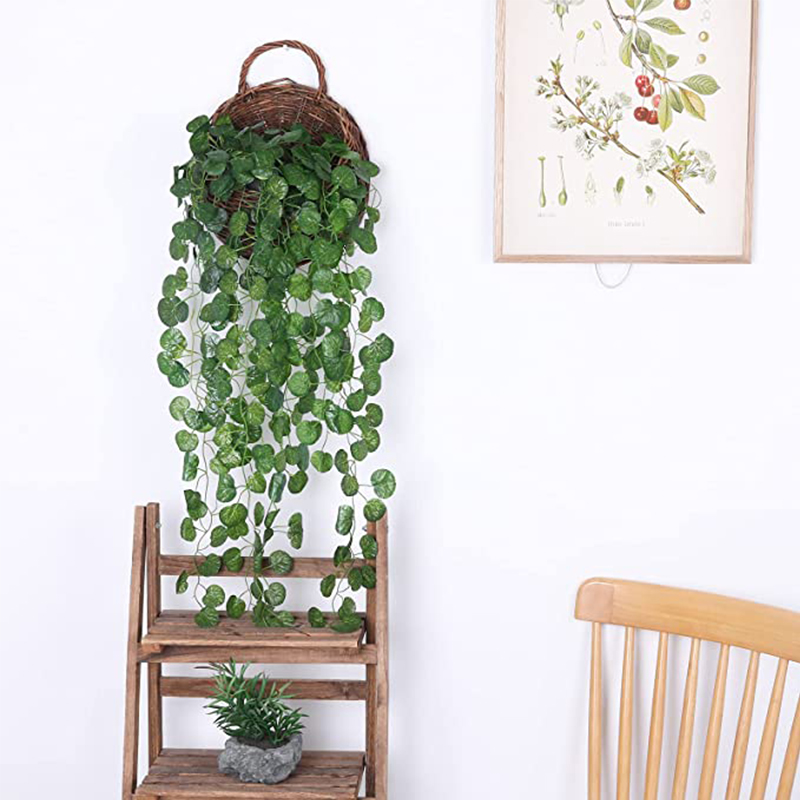 Plantas penduradas com cesta artificial Plantas penduradas videira folhas falsas Greeny para casa de jardim de jardim de casamentos Garland na decoração fora da decoração