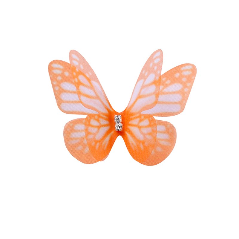 Organza Double-couche Butterflies / Rignestone 3D Silk Papillons pour pinces à cheveux, papillons de mariée de 4,5 cm