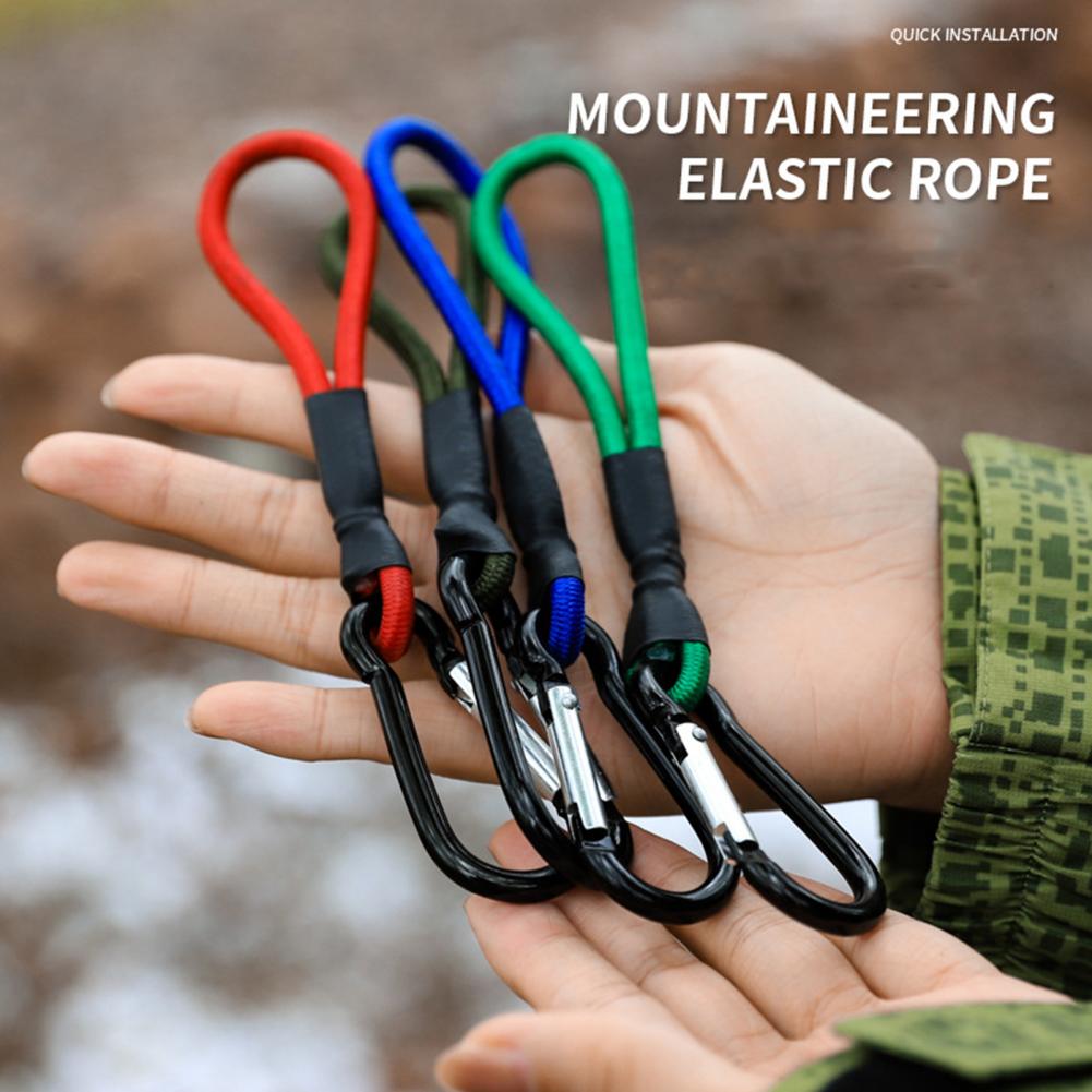 Cavo di bungee Carabiner Porta utilizzabile con un gancio elastico Corda multifunzionale Connettore in lattice con fibbia in lega di arrampicata in lega