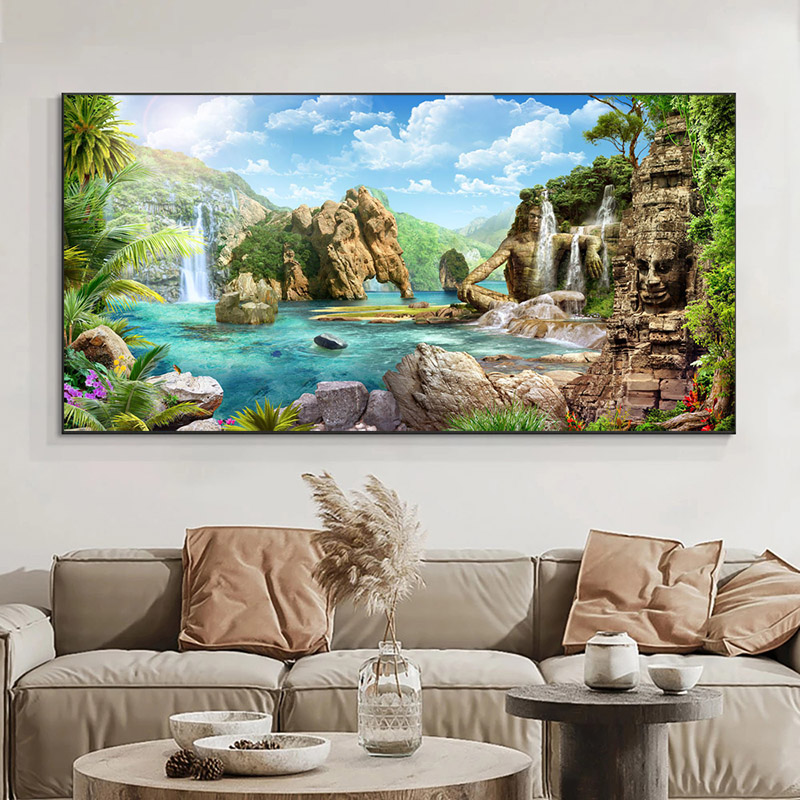 Nature Landscape Waterfall Canvas Modern Painting Posters and Prinst Pictures Wall Pictures Bedroom Sala Decoração de casa sem moldura