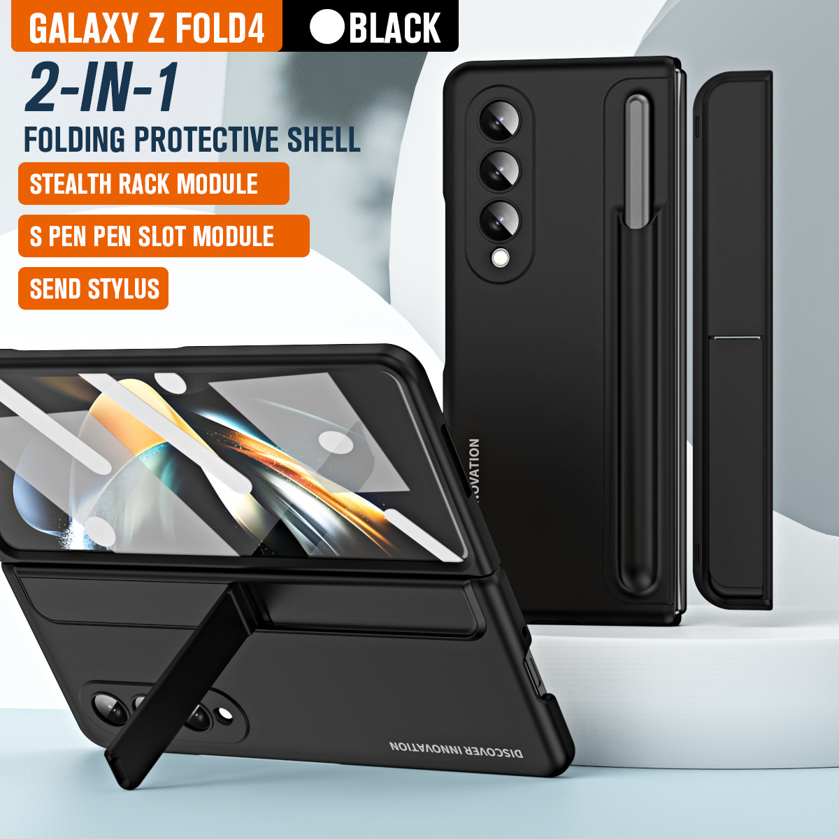 S Pen pour Samsung Galaxy Z Fold4 5 Étui avec Kickstand et S porte-stylo Back Protector Cover debout Pocket Spen pour Z Fold 4 5
