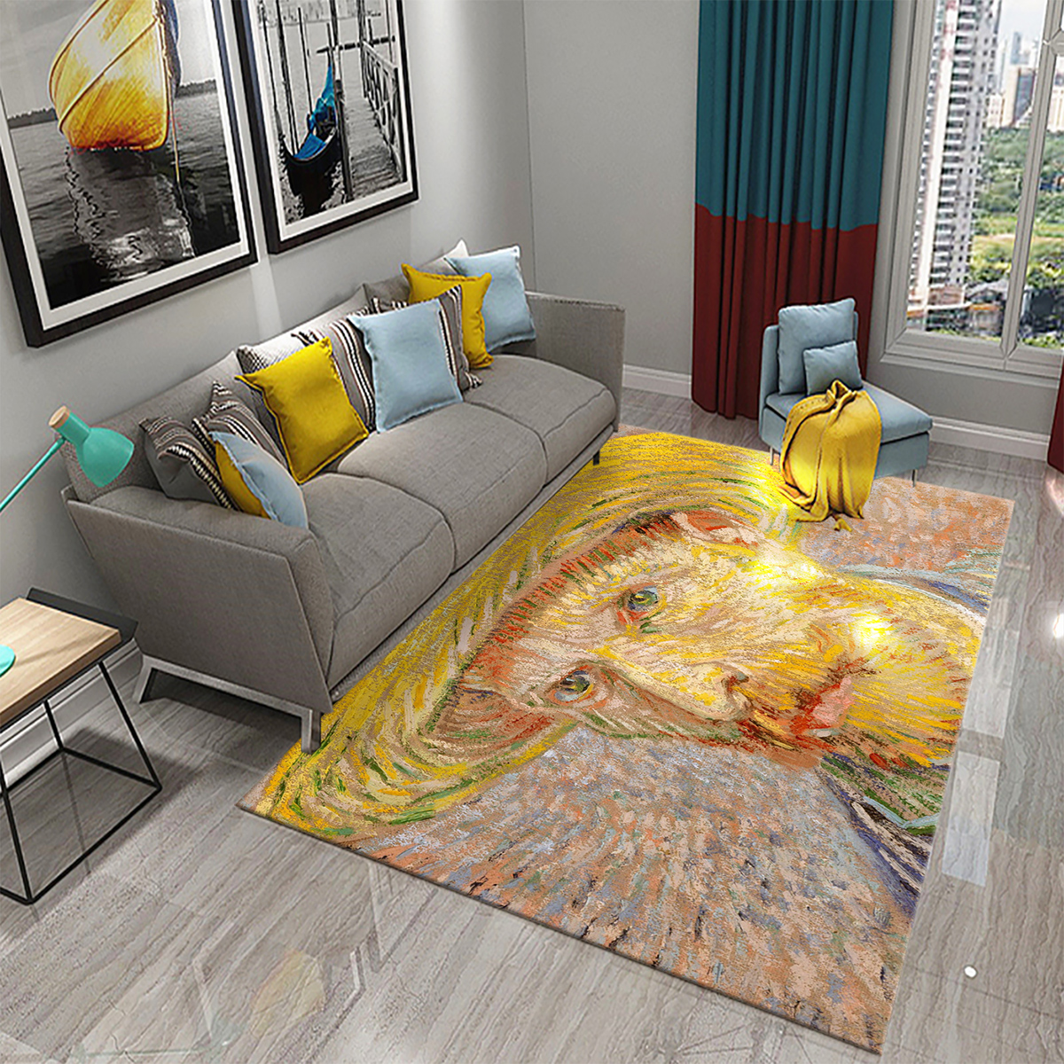 Color Van Gogh Oil Painting Art Carpet camera da letto soggiorno bagno ingresso cucina tappeto comfort non slittamento arredamento la casa