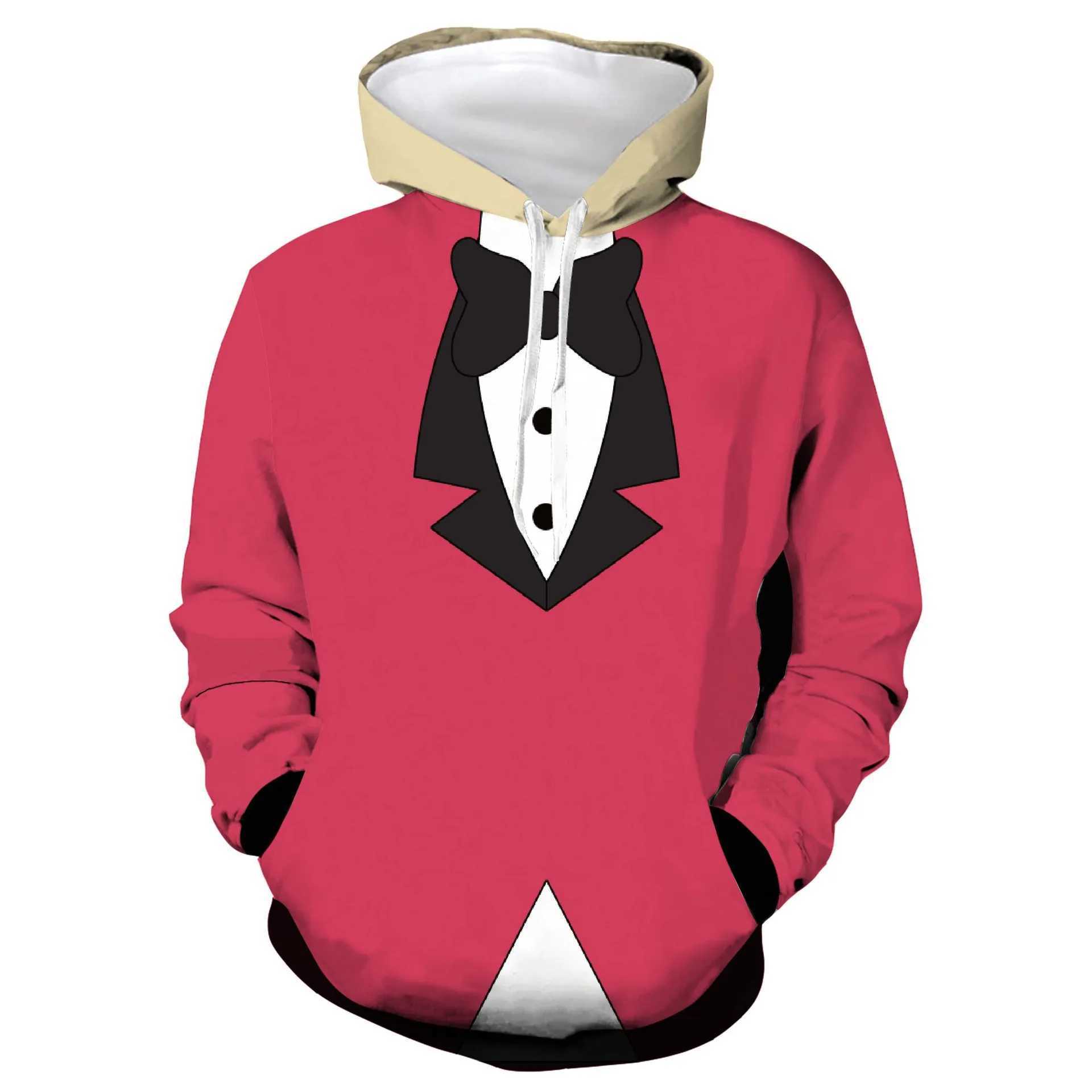 Costumi anime Cosdaddy Anime Alastor Cosplay Angel Costume da uomo con cappuccio con cappuccio con cappuccio da stampa Blitzo adulti costumi di carnivale di Halloween 240411