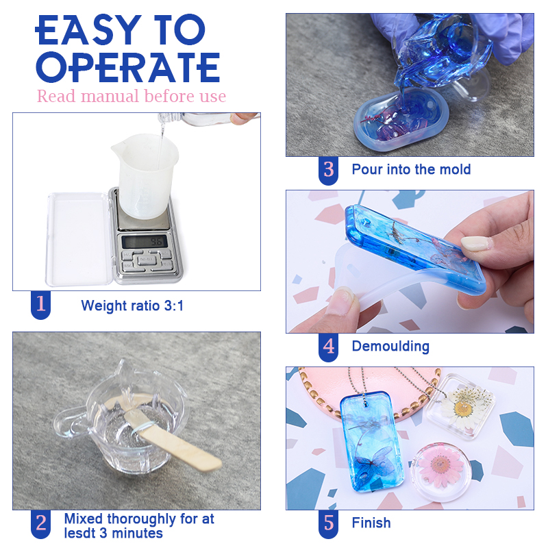 Easy Mix 3: 1 Смола AB Set Epoxy Resin Комплект Crystal Clear с палочками, градуированными чашками и перчатками для ювелирных изделий для изготовления декораций