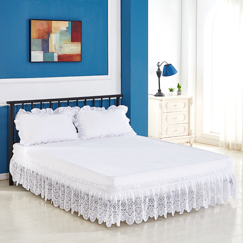 Hem Hotel Damm täcker Lacy Floral Print Elastic Bed Kjol utan Surface American Style Textiles