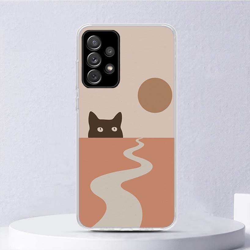 Аннотация Art Cat Mount Fuji Japan Landscape Soft Case для Samsung Galaxy A52 A53 A54 A32 A34 A22 A24 A12 A14 Телефон A33 A33 A23